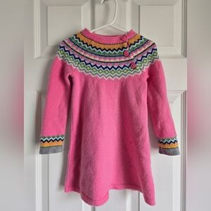 Mini Boden Pink Knit Dress with Multicolor Stripes